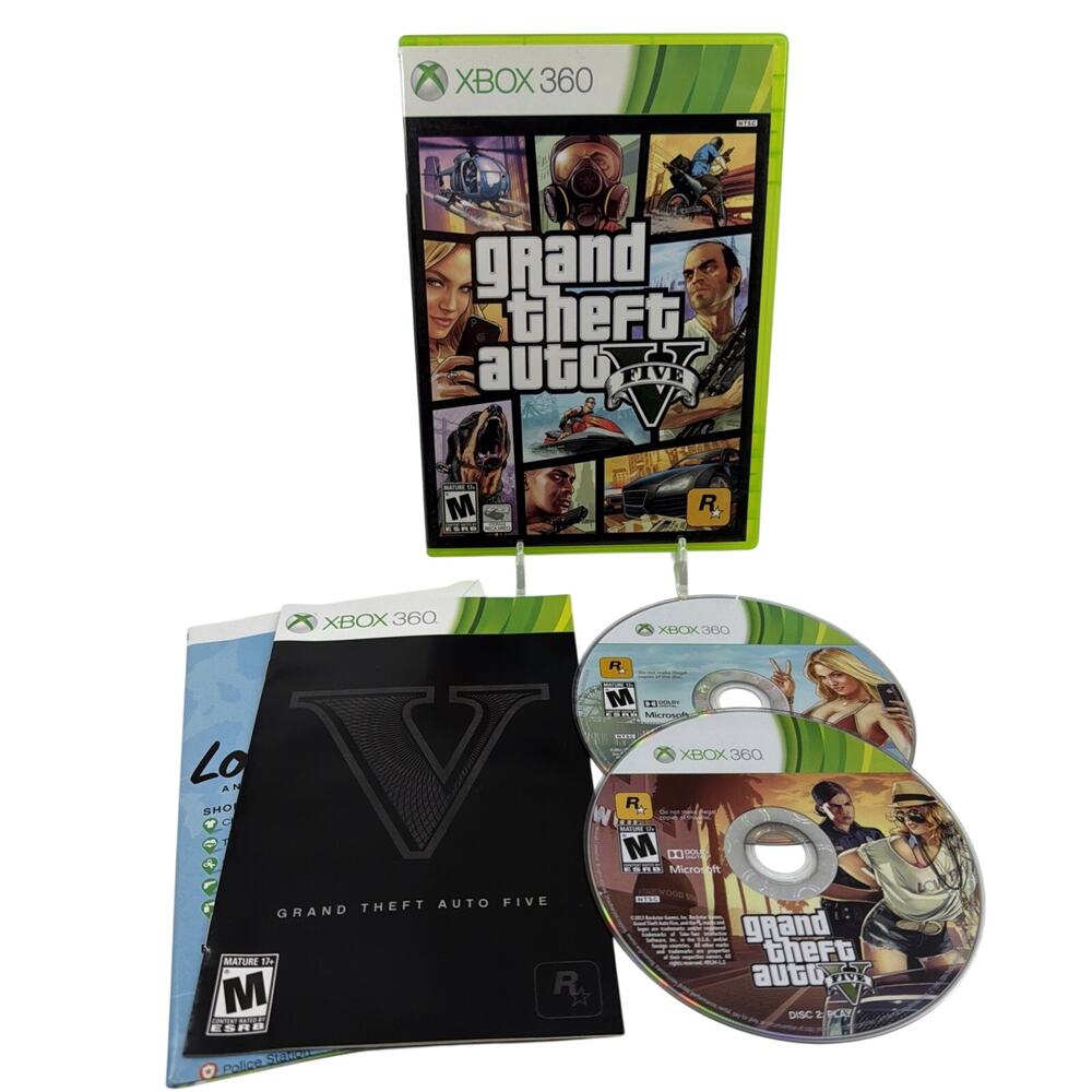Grand Theft Auto V 5 (Microsoft Xbox 360 2013) Complete In Box With Map & Manual